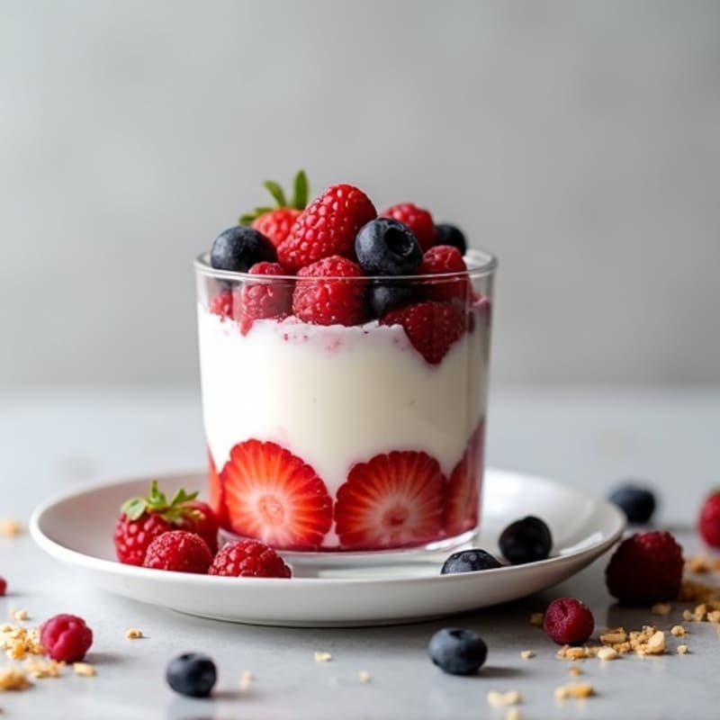 Greek Yogurt Protein Parfait with Mixed Berries and Almond Butter