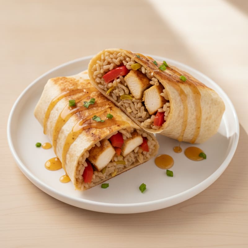 Honey-Glazed Chicken and Rice Burrito