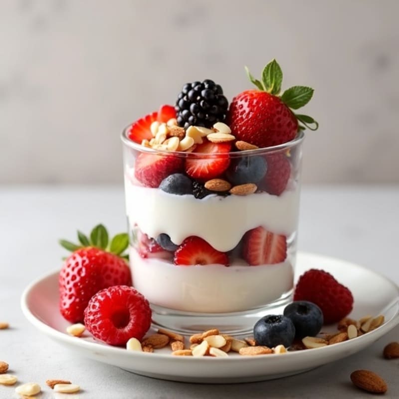 Greek Yogurt Protein Parfait with Berries and Almonds