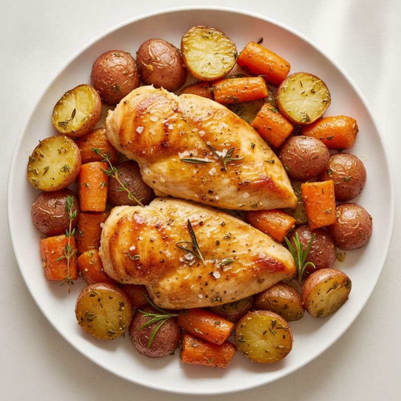 Garlic Herb Roasted Chicken with Root Vegetables