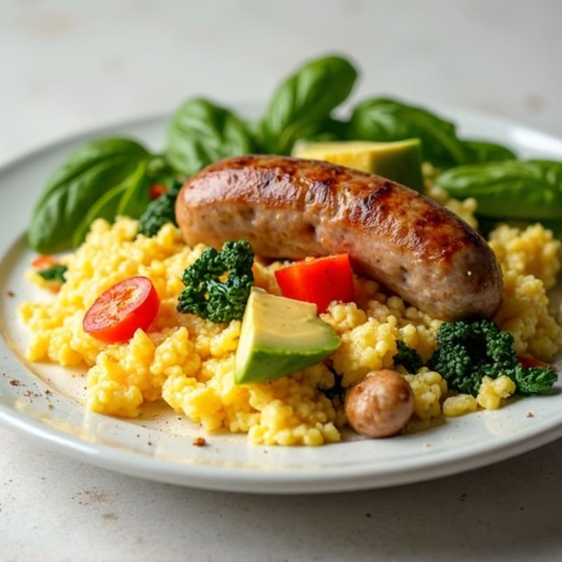 Egg White Vegetable Scramble with Turkey Sausage