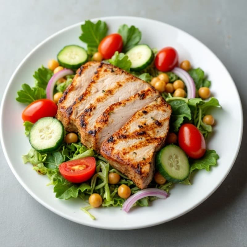 Grilled Turkey Breast Salad with Chickpeas and Lemon Vinaigrette
