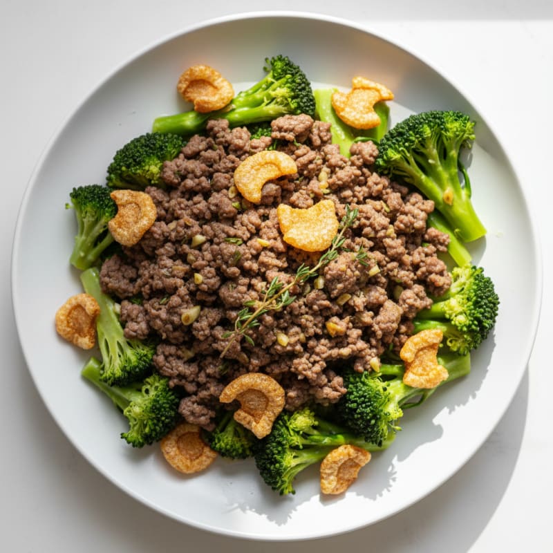 Herb-Seared Beef Mince with Steamed Greens