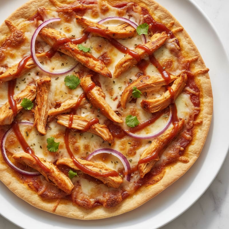 High-Protein BBQ Chicken Pizza with Red Onion