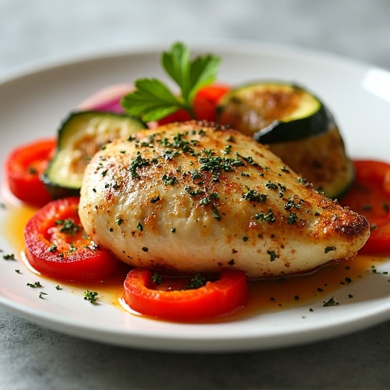 Herb-Crusted Pan Seared Chicken with Roasted Vegetables