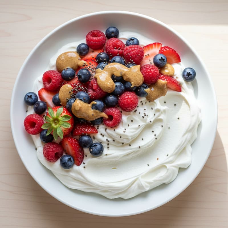 Silky Greek Yogurt Protein Pudding with Mixed Berries