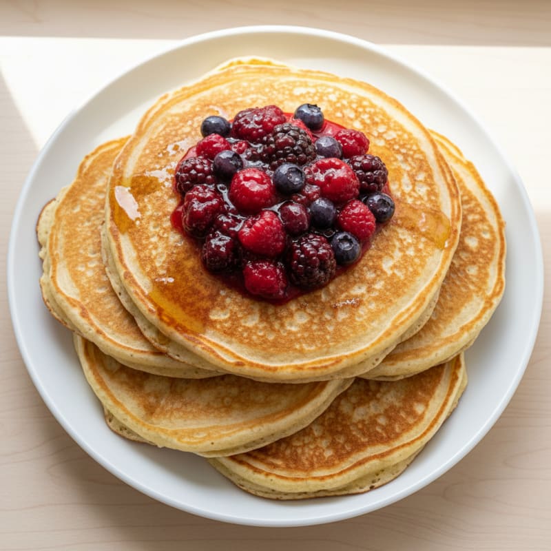 Fluffy Buttermilk Pancakes with Berry Compote