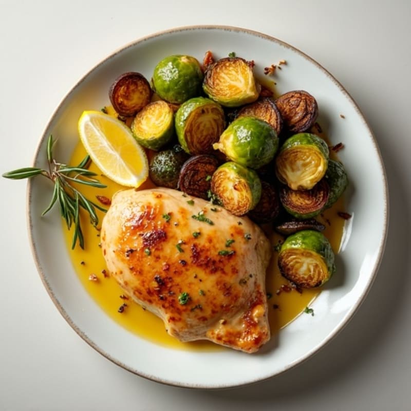 Lemon Herb Roasted Chicken with Crispy Brussels Sprouts