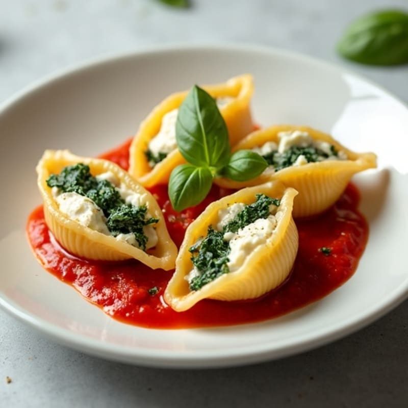 Creamy Ricotta-Spinach Stuffed Pasta Shells
