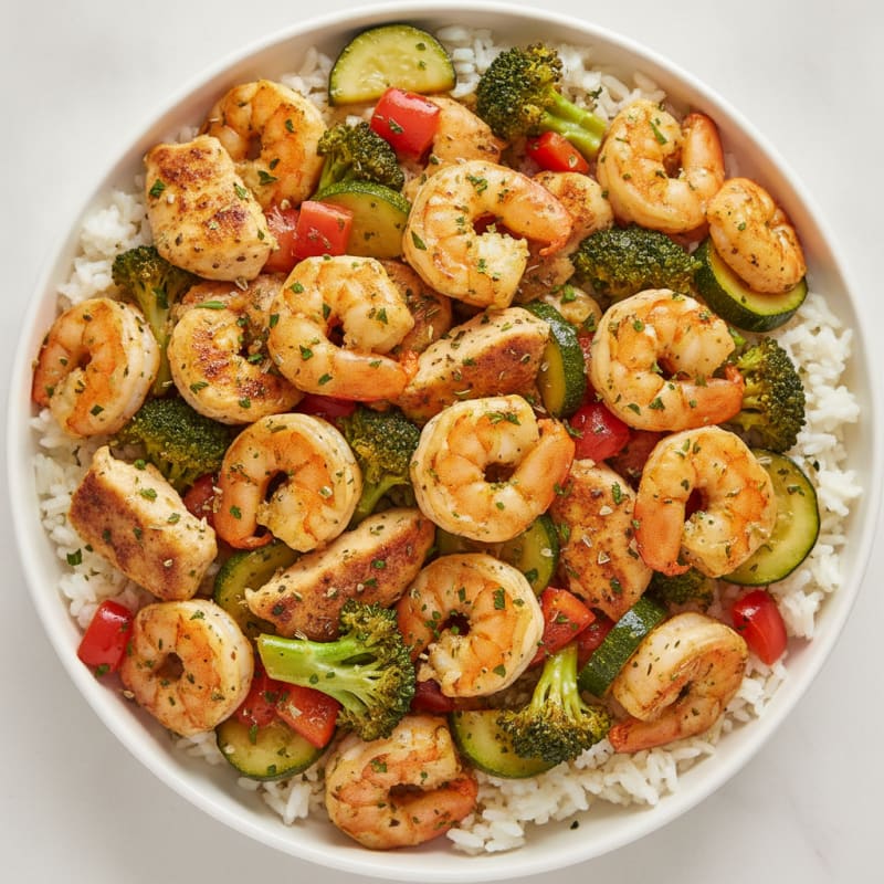 Garlic Herb Chicken and Shrimp Skillet