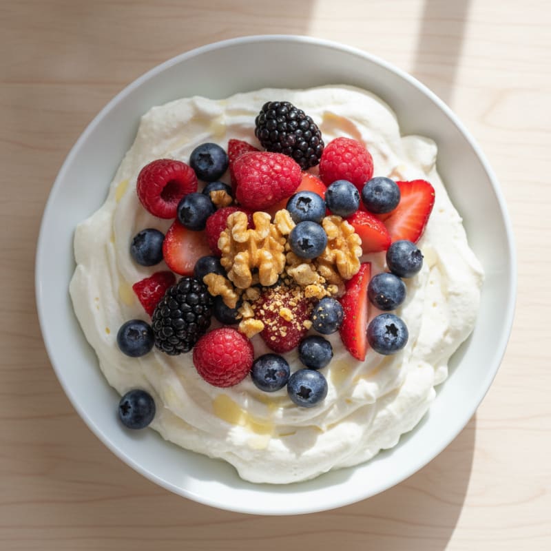 Greek Yogurt Protein Mousse with Mixed Berries