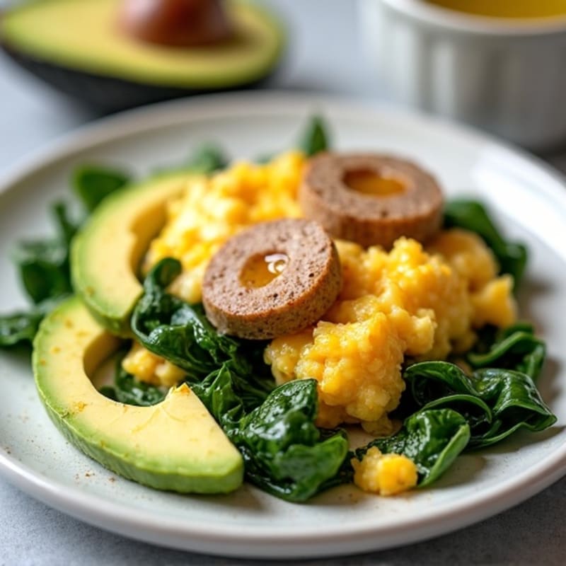 Egg White and Turkey Sausage Scramble with Spinach