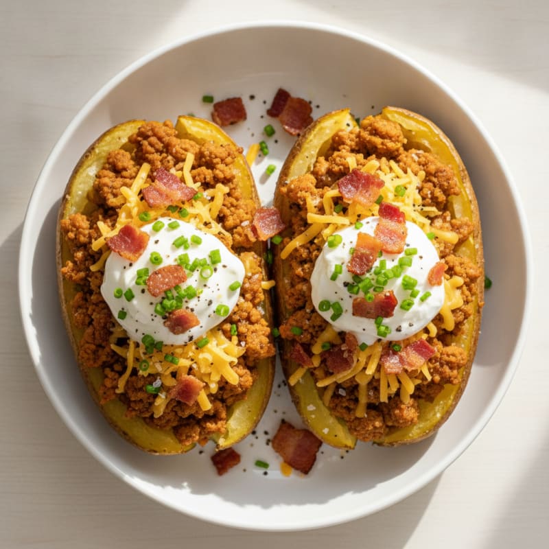 Loaded Baked Potatoes with Crispy Bacon
