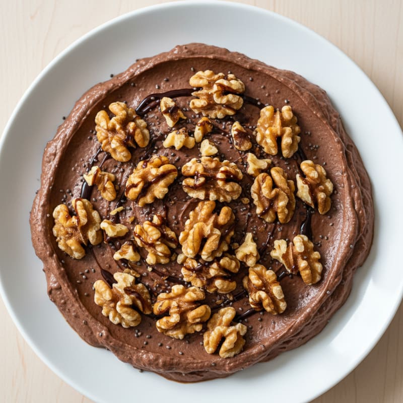 Silky Chocolate Protein Pudding with Toasted Walnuts