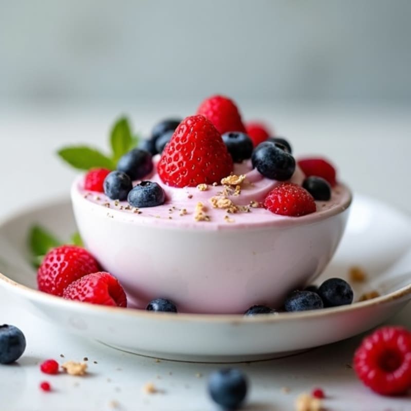 Greek Yogurt Protein Mousse with Mixed Berries