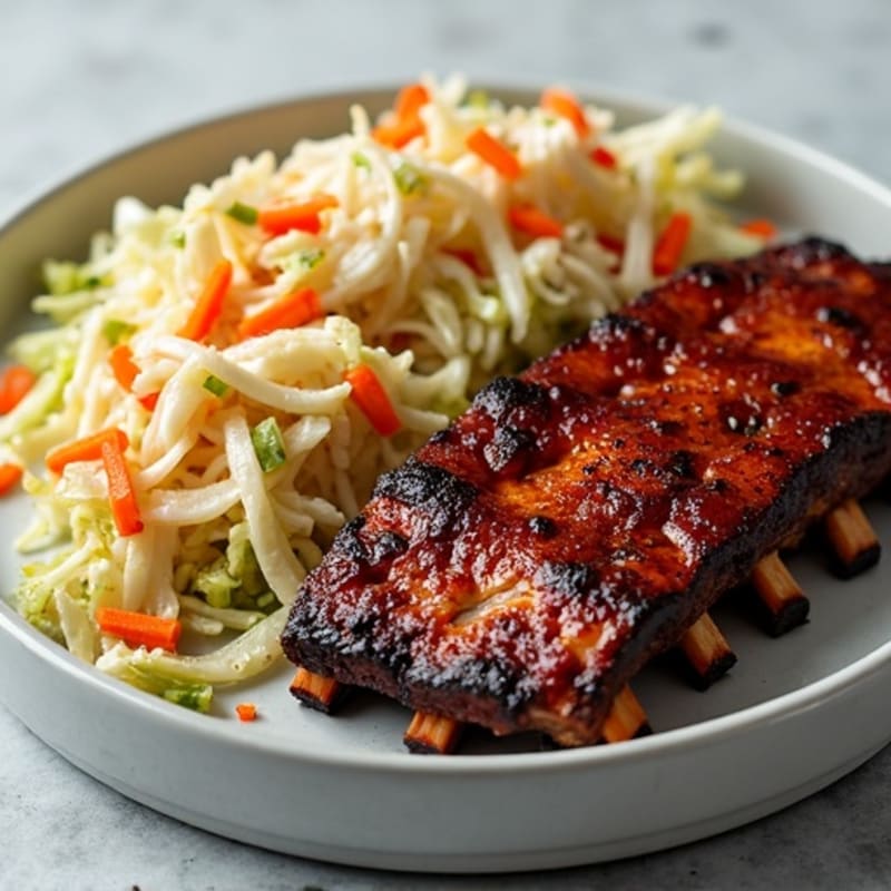Tender Smoked Pork Ribs with Tangy Coleslaw