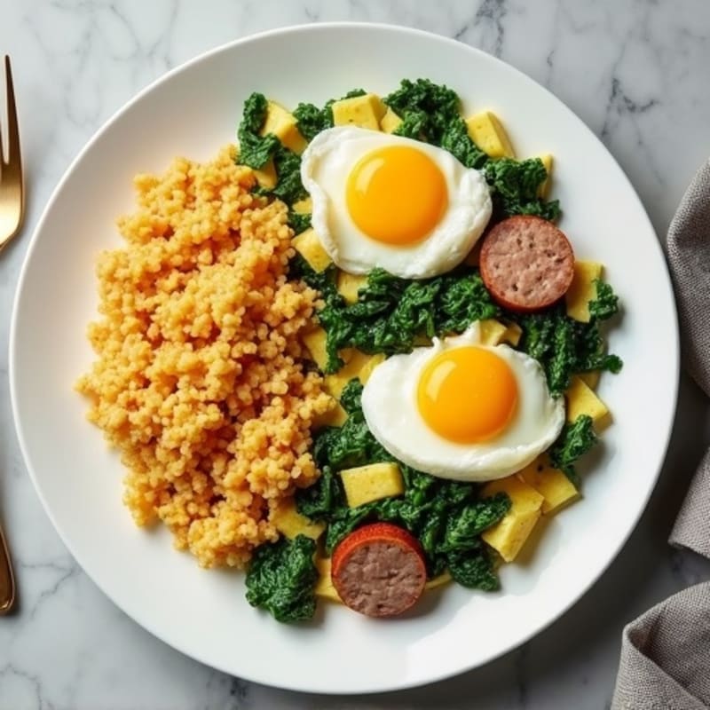 Egg White Scramble with Spinach and Turkey Sausage