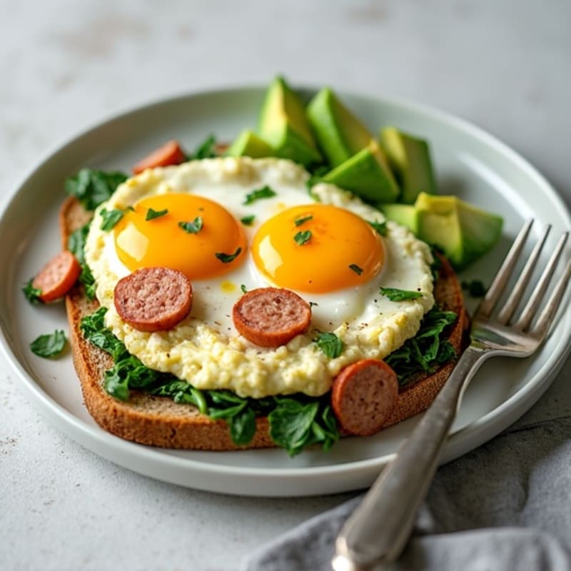 Egg White Scramble with Turkey Sausage and Spinach