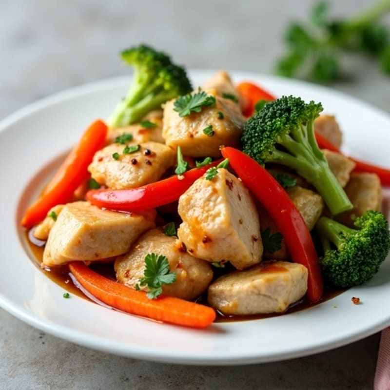 Garlic Chicken Breast Stir Fry with Crisp Vegetables