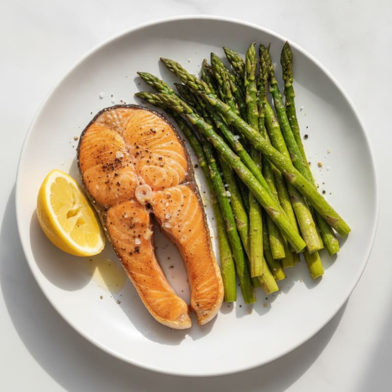 Pan-Seared Salmon with Roasted Asparagus