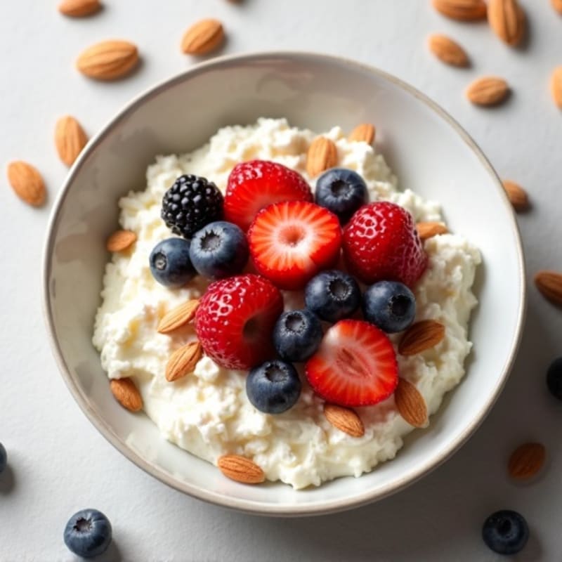 Creamy Cottage Cheese with Fresh Berries and Crunchy Almonds