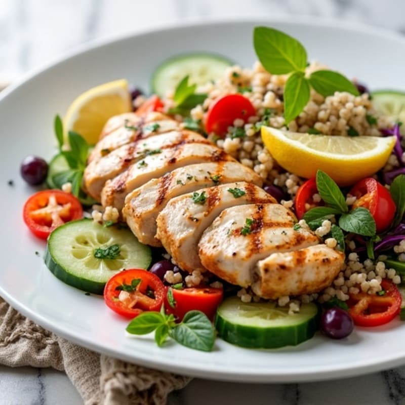 Grilled Chicken and Quinoa Salad with Crunchy Vegetables