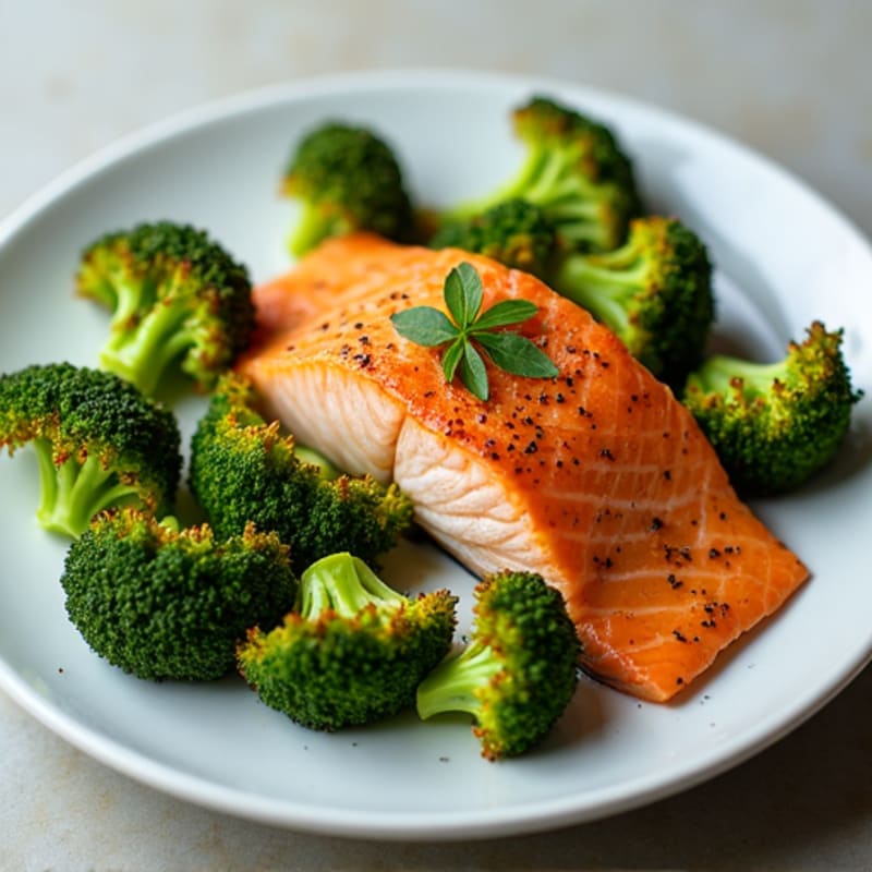 Baked Salmon with Roasted Broccoli