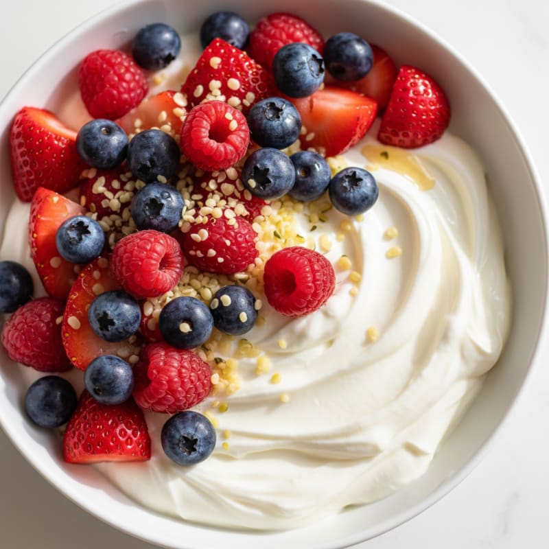 Creamy Greek Yogurt Protein Pudding with Mixed Berries
