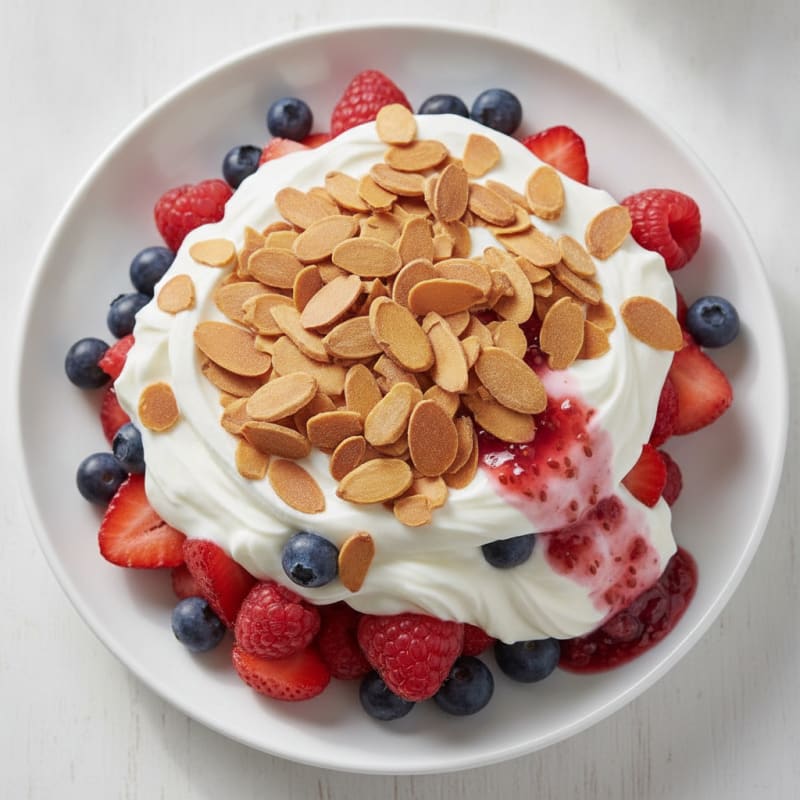 Greek Yogurt Protein Parfait with Mixed Berries and Almonds