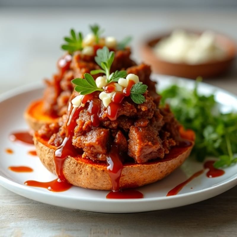 Slow Cooked Pulled Pork with Loaded Crispy Sweet Potato Rounds