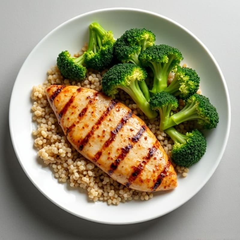 Grilled Chicken Breast with Quinoa and Steamed Broccoli