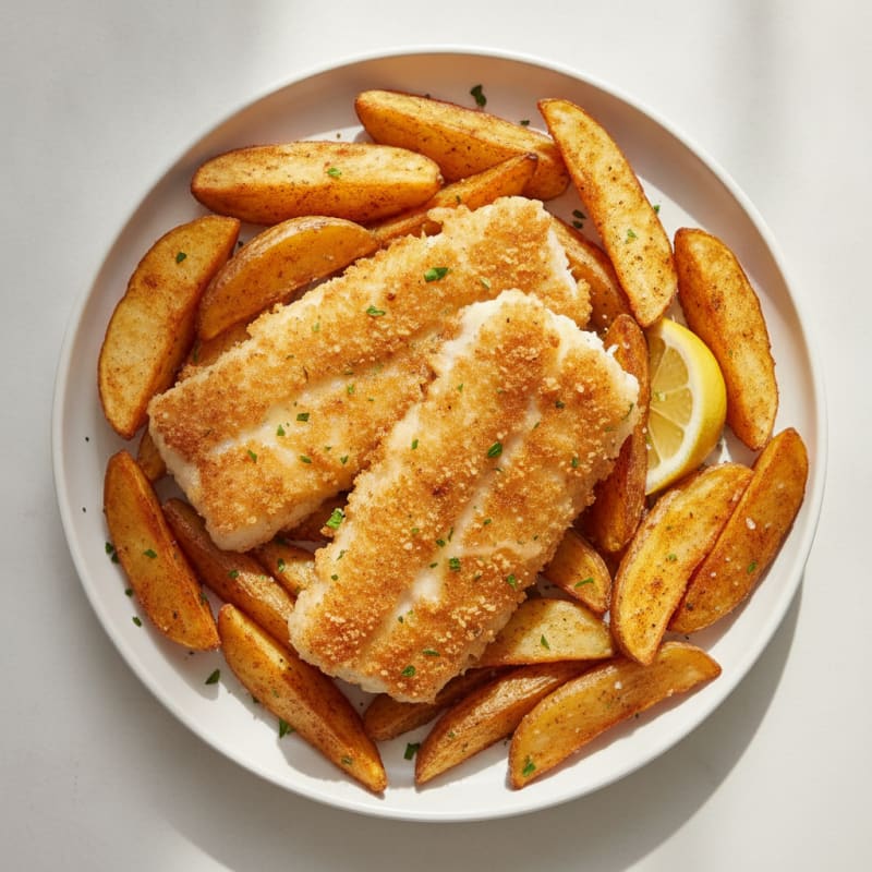 Beer-Battered Cod with Potato Wedges