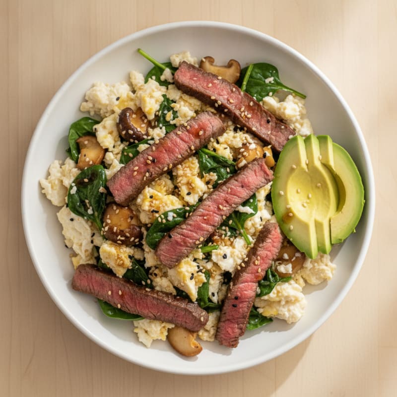 Japanese-Inspired Steak and Egg White Scramble