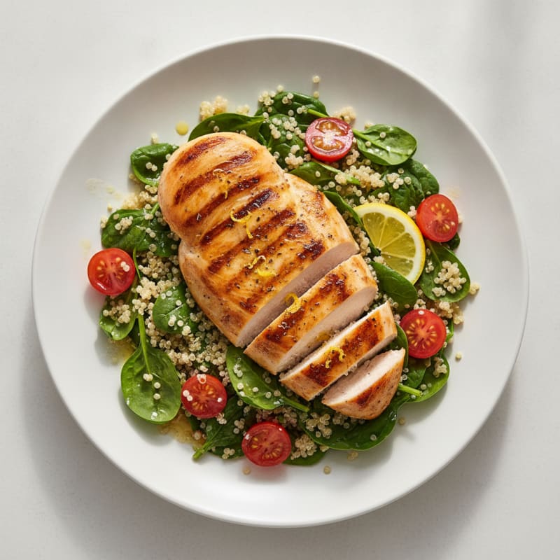 Grilled Chicken Breast with Spinach Quinoa Salad