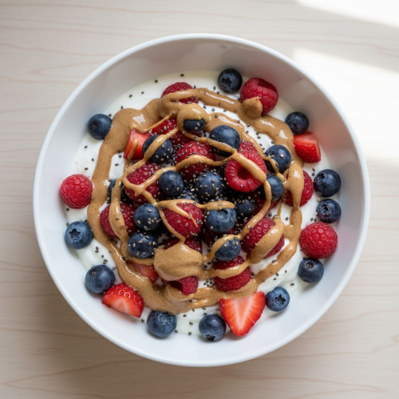 Creamy Greek Yogurt Bowl with Mixed Berries and Almond Butter
