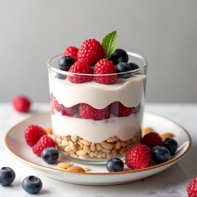 Creamy Greek Yogurt Protein Parfait with Berries and Almonds