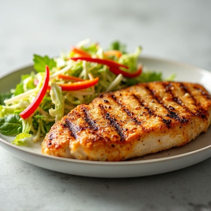 Grilled Chicken Breast with Crunchy Cabbage Slaw