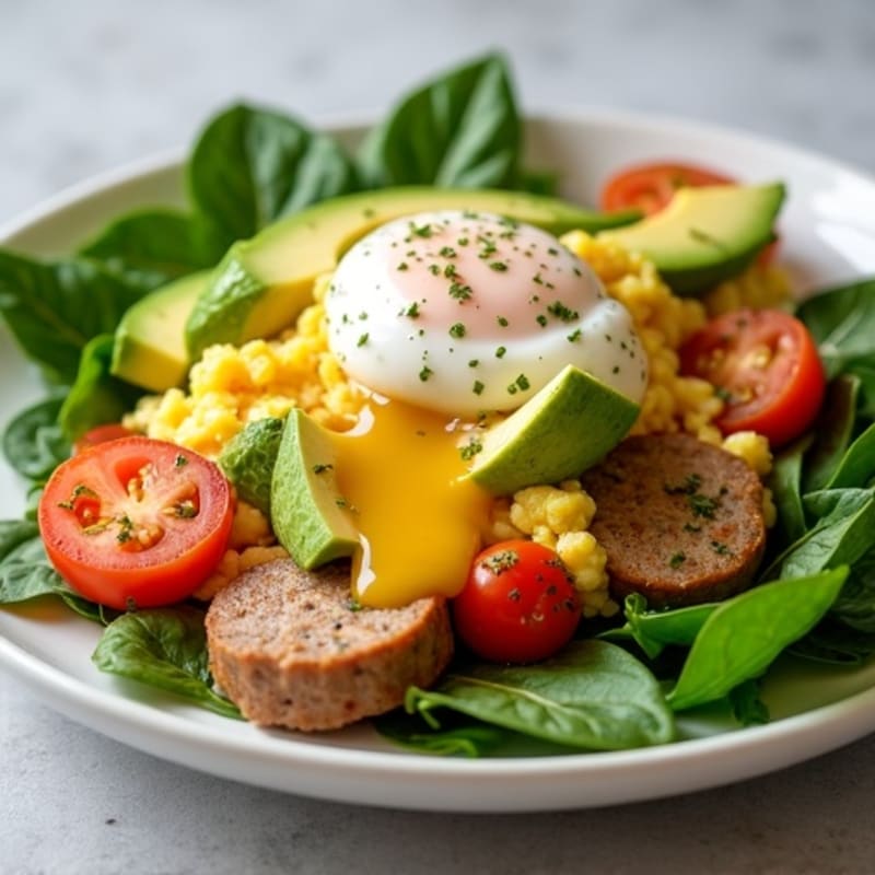 Egg White Scramble with Turkey Sausage and Spinach