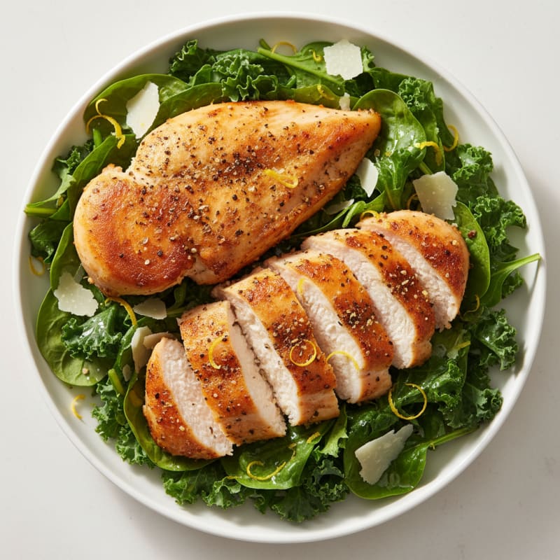 Air-Fried Chicken with Lemony Herb Greens