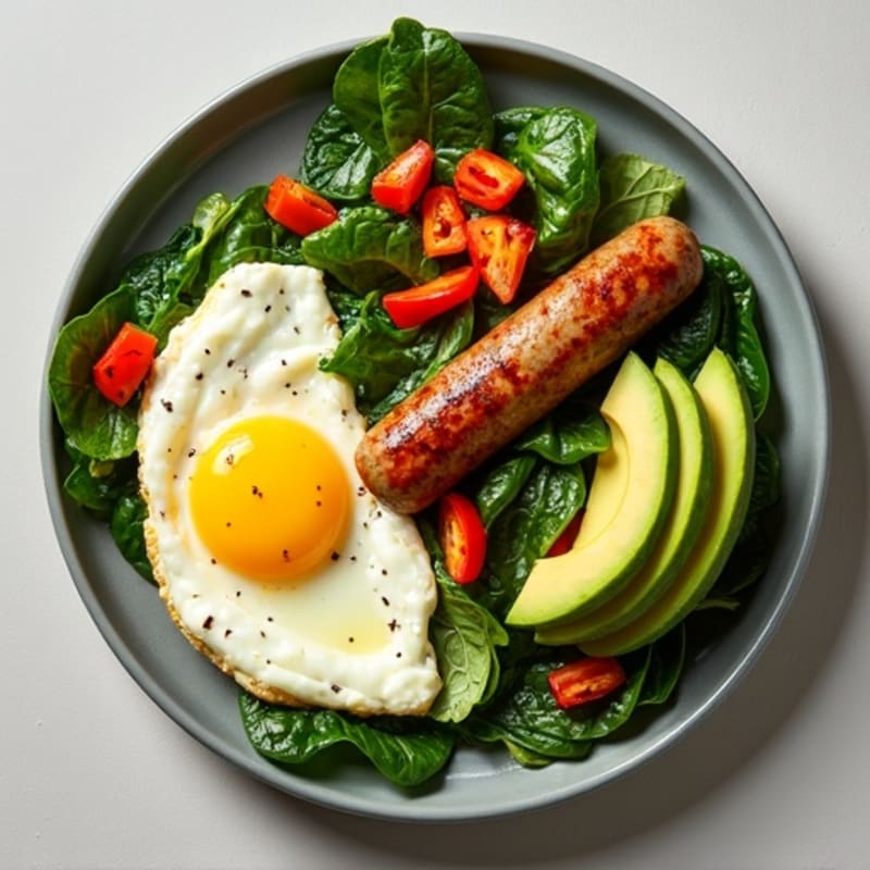 Egg White and Turkey Sausage Scramble with Spinach