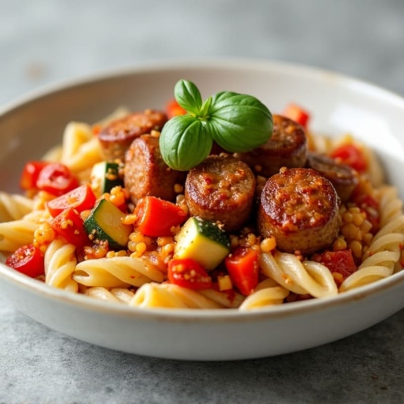 Hearty Lean Sausage and Vegetable Ragu with Whole Wheat Pasta