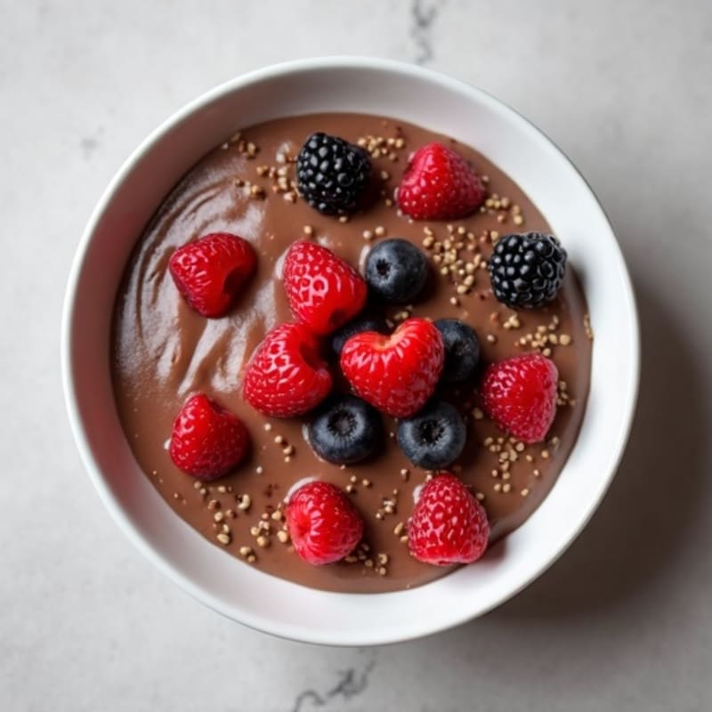 Silky Chocolate Protein Pudding with Berries