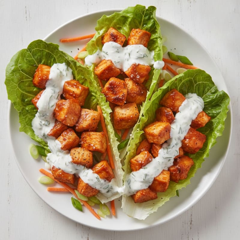 Zesty Buffalo Ranch Chicken Lettuce Wraps