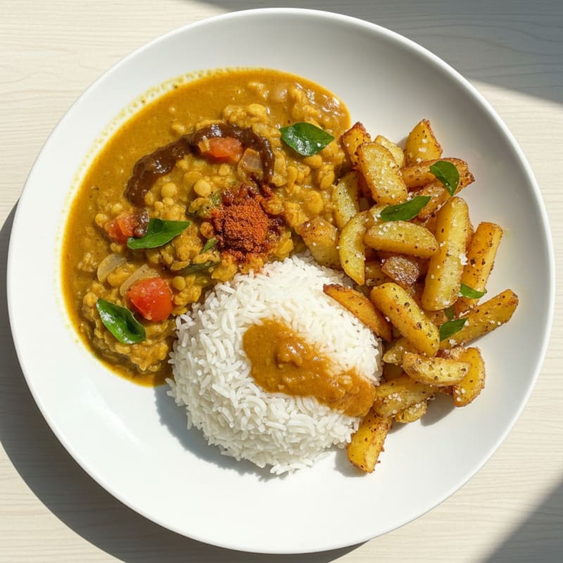 Toor Dal Sambar with Steamed Rice