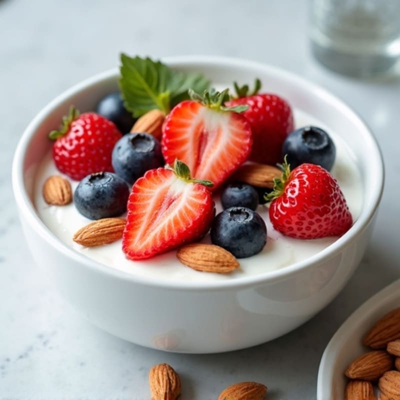 Creamy Greek Yogurt with Fresh Berries and Crunchy Almonds
