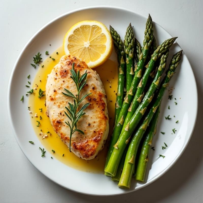 Lemon Herb Roasted Chicken and Crispy Asparagus