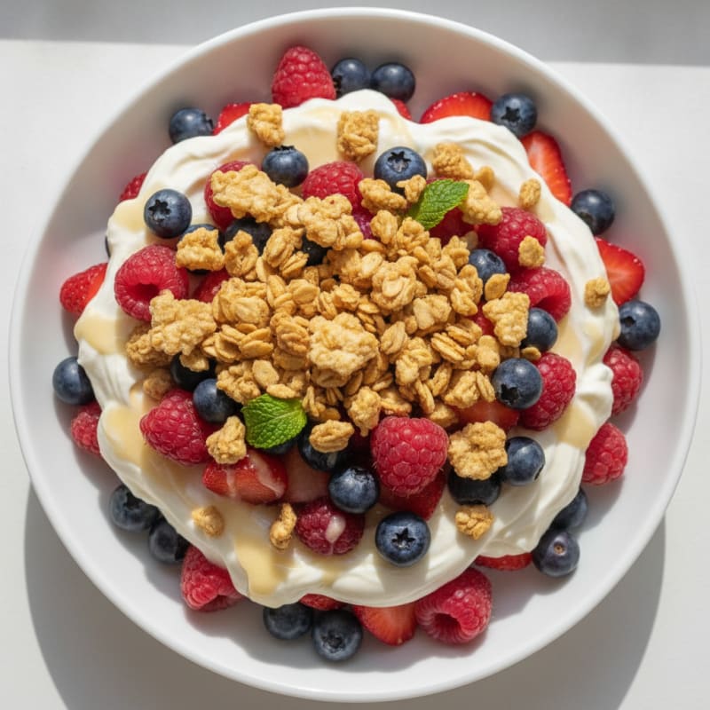 Creamy Greek Yogurt and Whey Protein Parfait with Berries