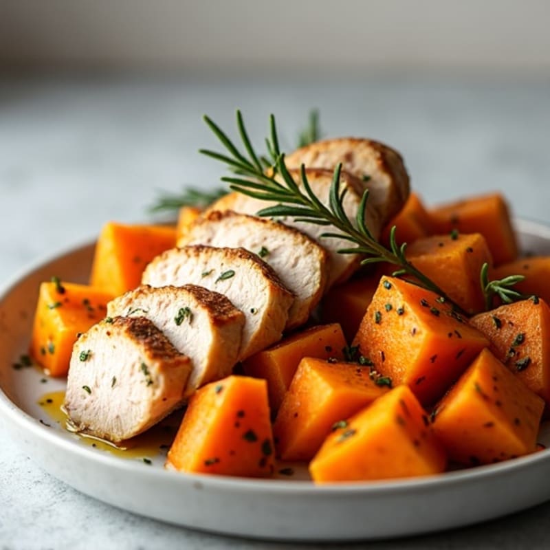 Herb-Roasted Turkey Breast with Garlic Sweet Potatoes