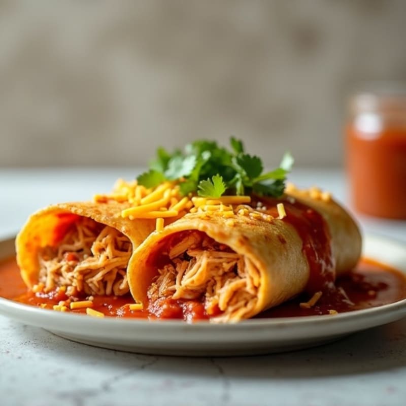 Baked Shredded Chicken Enchiladas with Rich Chili Sauce