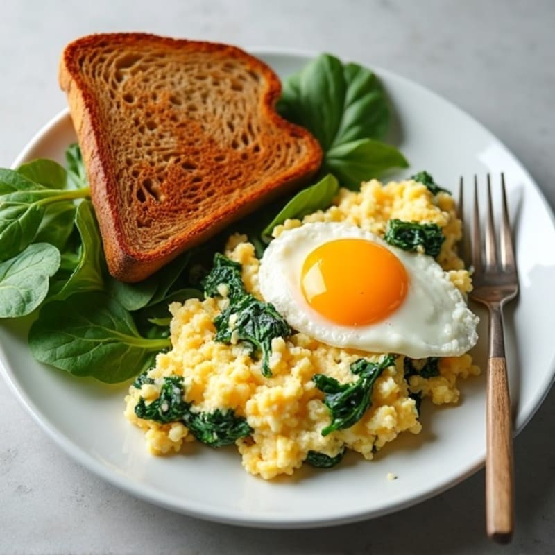 Cottage Cheese Egg Scramble with Spinach and Smoked Turkey